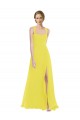 Soft Chiffon Long Spaghetti Straps Yellow A-Line Semi Formal Evening Dress / Bridesmaid Dress Sudbury