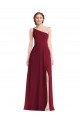 Soft Chiffon Long One Shoulder Burgundy A-Line Semi Formal Evening Dress / Bridesmaid Dress Sudbury