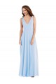 Soft Chiffon Long V-Neck Light Sky Blue A-Line Semi Formal Evening Dress / Bridesmaid Dress Sudbury