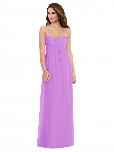 Soft Chiffon Low Back Long Sweetheart Violet A-Line Semi Formal Evening Dress / Bridesmaid Dress Sudbury