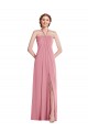 Soft Chiffon Open Back Long Halter Neck Skin Pink A-Line Semi Formal Evening Dress / Bridesmaid Dress Sudbury