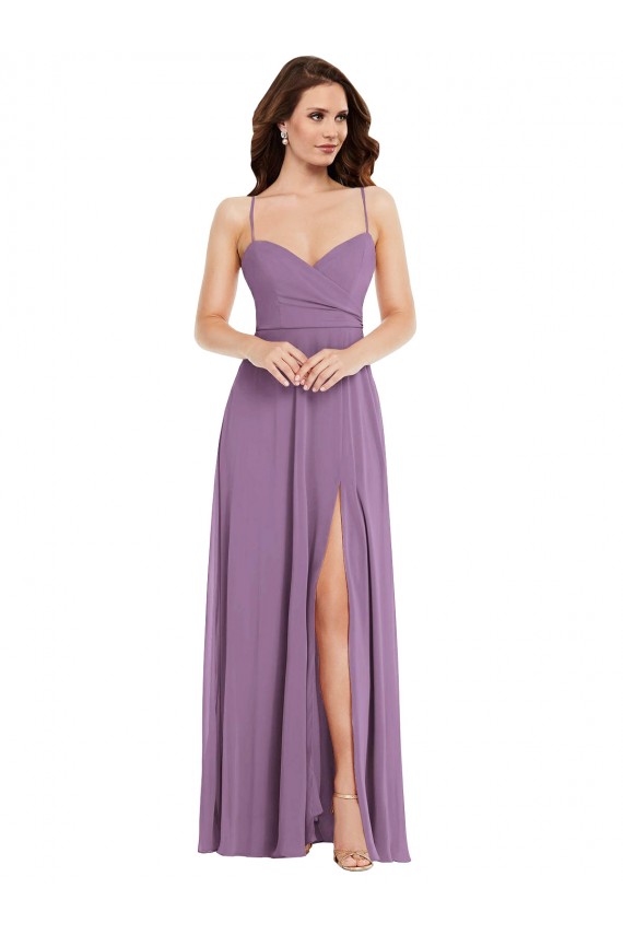 Soft Chiffon Low Back Long Spaghetti Straps A-Line Bridesmaid Dress / Formal Dress Sudbury