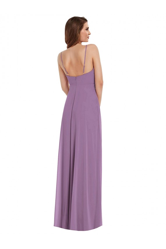 Soft Chiffon Low Back Long Spaghetti Straps A-Line Bridesmaid Dress / Formal Dress Sudbury