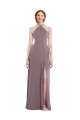 Soft Chiffon Low Back Long Halter Neck A-Line Formal Evening Gown / Bridesmaid Dress Sudbury