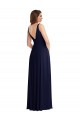 Soft Chiffon V-Back Long V-Neck Dark Navy A-Line Black Tie Evening Gown / Bridesmaid Dress Sudbury