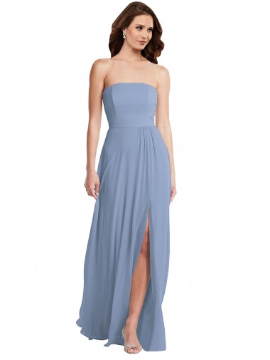 Soft Chiffon Long Strapless A-Line Semi Formal Evening Dress / Bridesmaid Dress Sudbury