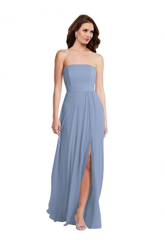 Soft Chiffon Long Strapless A-Line Semi Formal Evening Dress / Bridesmaid Dress Sudbury