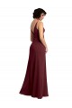 Soft Chiffon V-Back Long V-Neck Burgundy Gold A-Line Bridesmaid Dress / Formal Dress Sudbury