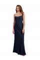 Soft Chiffon Open Back Long Spaghetti Straps Dark Navy A-Line Evening Dress / Bridesmaid Dress Sudbury