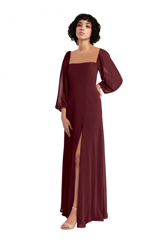 Chiffon Long Square Neck A-Line Bridesmaid Dress / Evening Dress Sudbury
