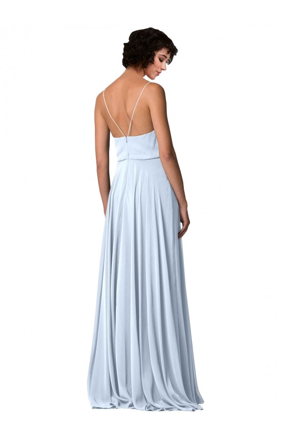 Soft Chiffon Low Back Long Spaghetti Straps Light Sky Blue A-Line Formal Dress / Bridesmaid Dress Sudbury