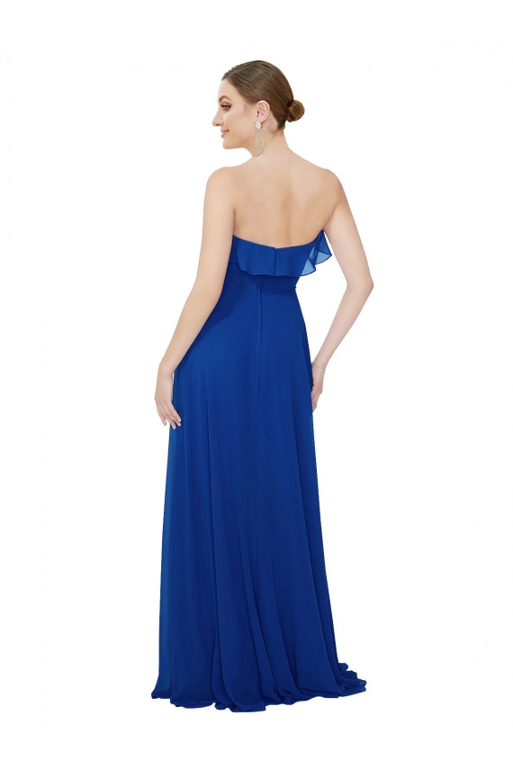 Soft Chiffon Long Sweetheart Royal Blue A-Line Bridesmaid Dress Sudbury