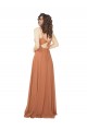Soft Chiffon Keyhole Back Long V-Neck Rosewood A-Line Bridesmaid Dress Sudbury