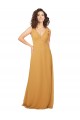 Soft Chiffon Keyhole Back Sleeveless V-Neck Saffron A-Line Bridesmaid Dress Sudbury