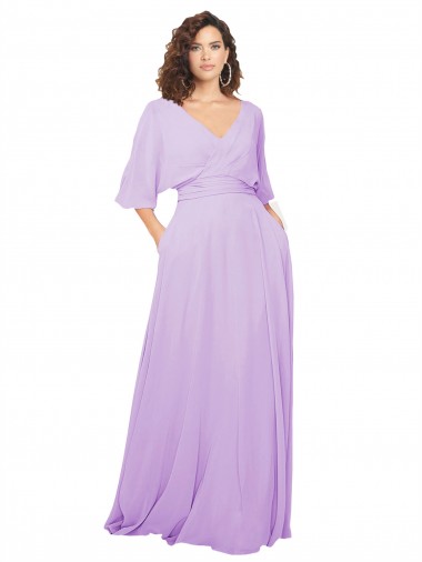 Lxue Chiffon Low Back Long V-Neck A-Line Bridesmaid Dress Sudbury