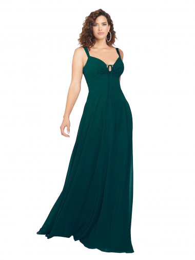 Soft Chiffon Low Back Long V-Neck Hunter A-Line Bridesmaid Dress Sudbury