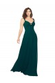 Soft Chiffon Low Back Long V-Neck Hunter A-Line Bridesmaid Dress Sudbury