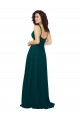Soft Chiffon Low Back Long V-Neck Hunter A-Line Bridesmaid Dress Sudbury