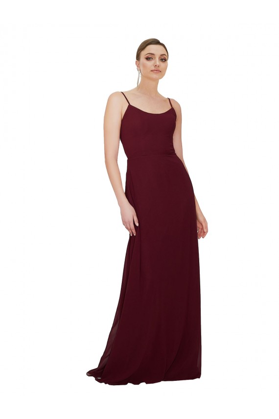 Soft Chiffon Keyhole Back Long Scoop Neck A-Line Bridesmaid Dress Sudbury