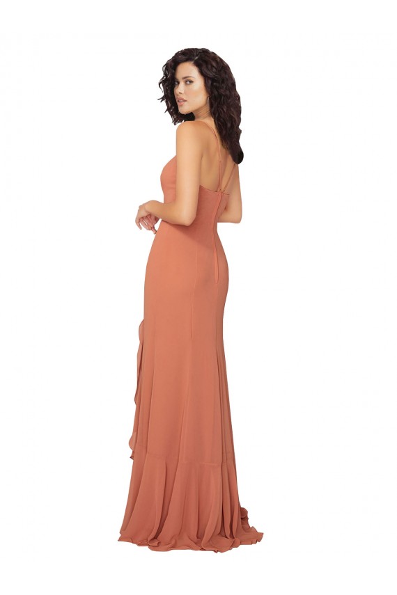 Soft Chiffon V-Back Long Square Neck A-Line Bridesmaid Dress Sudbury