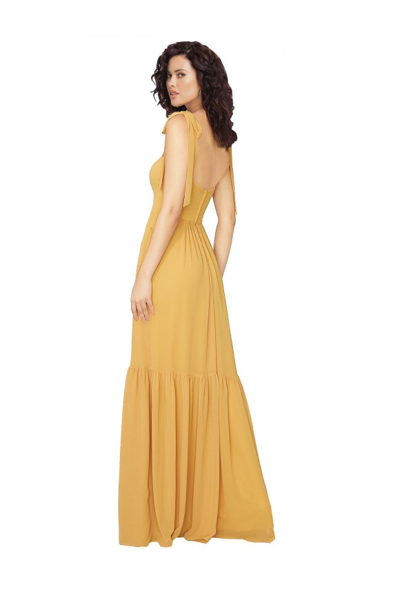 Soft Chiffon Long Square Neck Saffron A-Line Bridesmaid Dress Sudbury