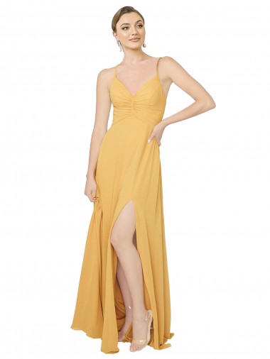 Chiffon Open Back Long V-Neck A-Line Bridesmaid Dress / Evening Dress Sudbury