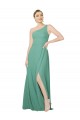 Soft Chiffon Long One Shoulder Icelandic Silver A-Line Bridesmaid Dress Sudbury