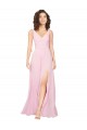 Soft Chiffon V-Back Long V-Neck Barely Pink A-Line Bridesmaid Dress Sudbury
