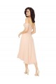 Soft Chiffon Low Back Midi Length Square Neck A-Line High Low Bridesmaid Dress Sudbury