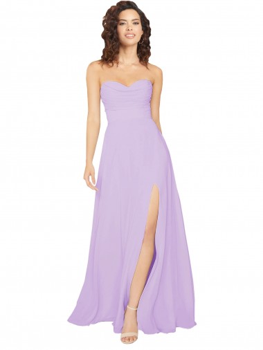 Chiffon Low Back Long Sweetheart Lilac A-Line Bridesmaid Dress / Evening Dress Sudbury