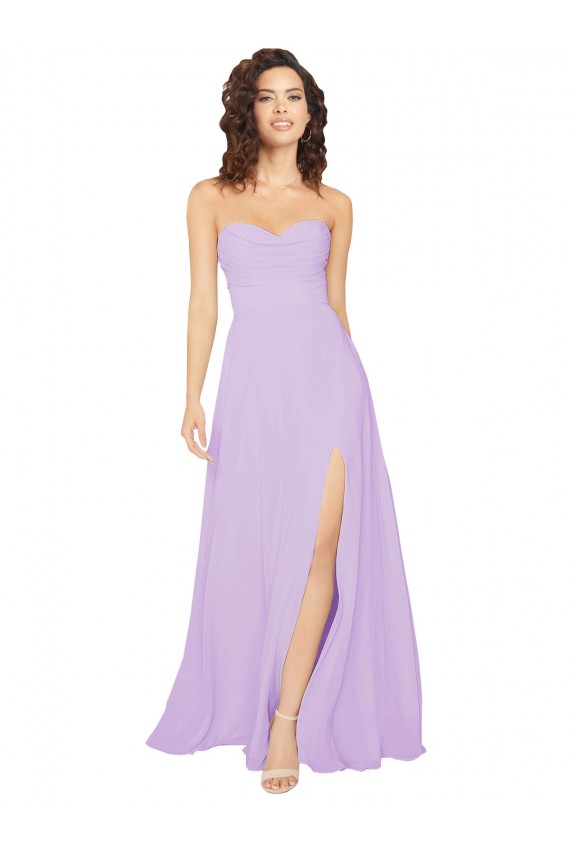 Chiffon Low Back Long Sweetheart Lilac A-Line Bridesmaid Dress / Evening Dress Sudbury