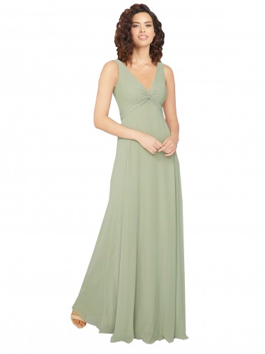 Chiffon V-Back Long V-Neck A-Line Bridesmaid Dress / Evening Dress Sudbury