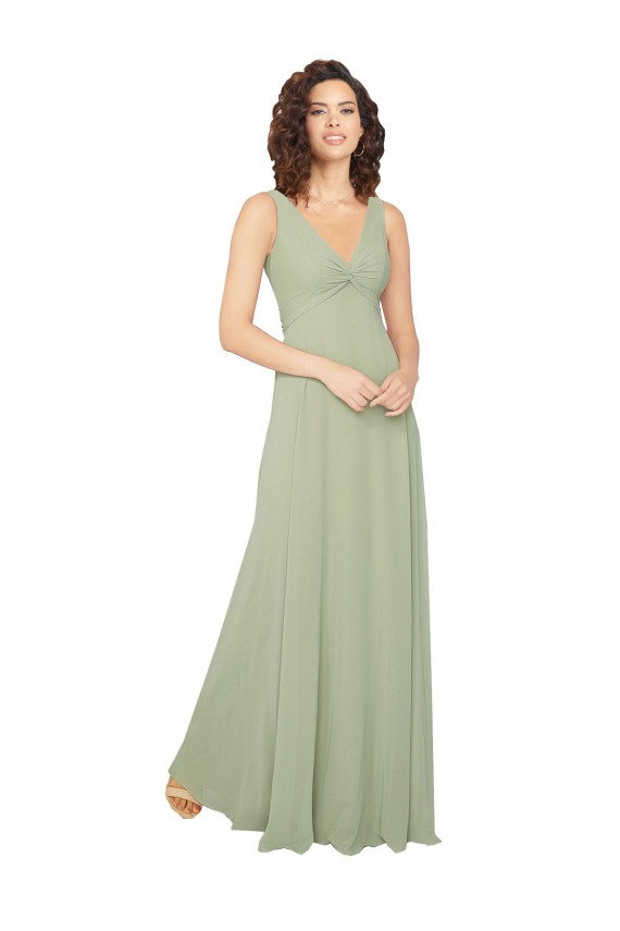 Chiffon V-Back Long V-Neck A-Line Bridesmaid Dress / Evening Dress Sudbury