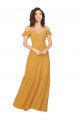 Soft Chiffon Keyhole Back Long V-Neck Saffron A-Line Bridesmaid Dress Sudbury