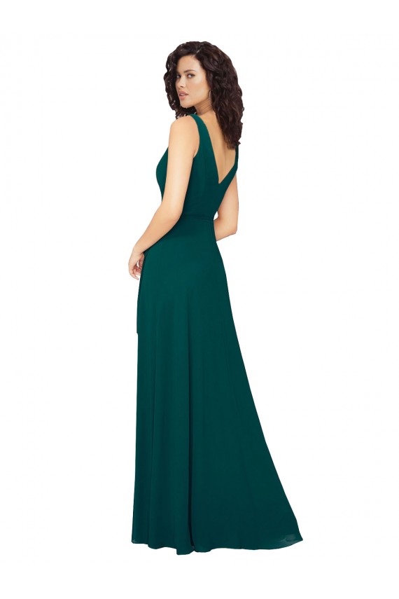 Chiffon V-Back Long V-Neck Hunter A-Line Evening Gowns / Bridesmaid Dresses Sudbury