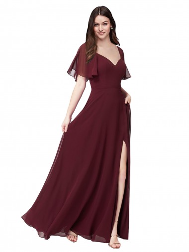 Soft Chiffon Keyhole Back Long Sweetheart A-Line Formal Dress / Bridesmaid Dress Sudbury