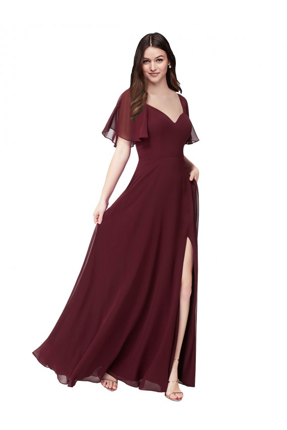 Soft Chiffon Keyhole Back Long Sweetheart A-Line Formal Dress / Bridesmaid Dress Sudbury