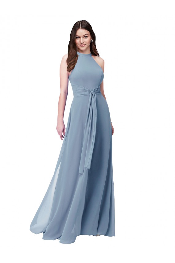 Chiffon Long Halter Neck A-Line Bridesmaid Formal Dress Sudbury