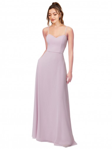 Soft Chiffon Long Sweetheart Pink Glow A-Line Bridesmaid Dress Sudbury
