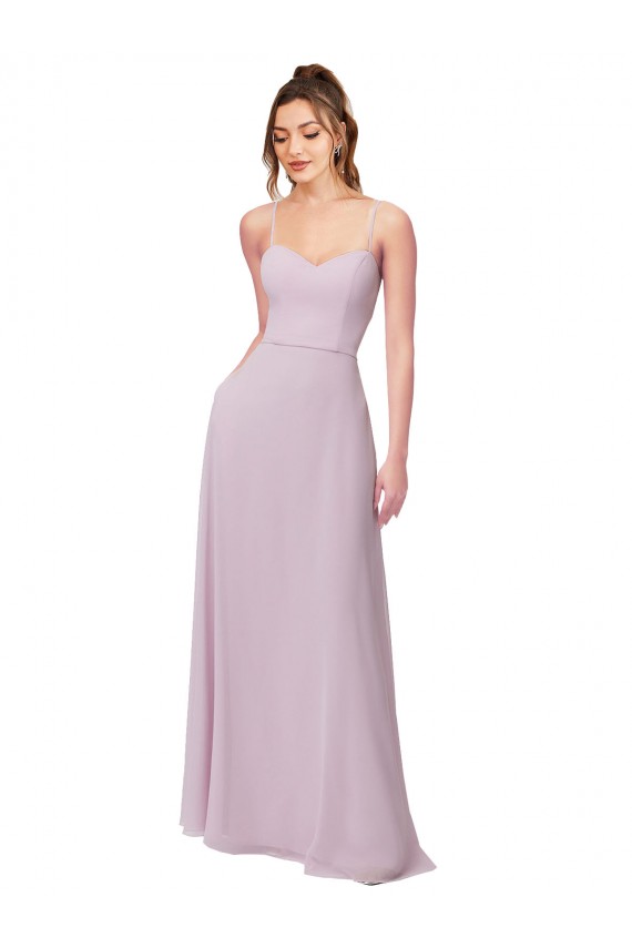 Soft Chiffon Long Sweetheart Pink Glow A-Line Bridesmaid Dress Sudbury