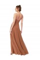 Soft Chiffon Low Back Long Cowl Neck A-Line Bridesmaid Dress Sudbury