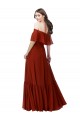 Soft Chiffon Long Off the Shoulder Red A-Line Bridesmaid Dress Sudbury