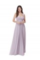 Soft Chiffon Low Back Long V-Neck Pink Glow A-Line Bridesmaid Dress Sudbury