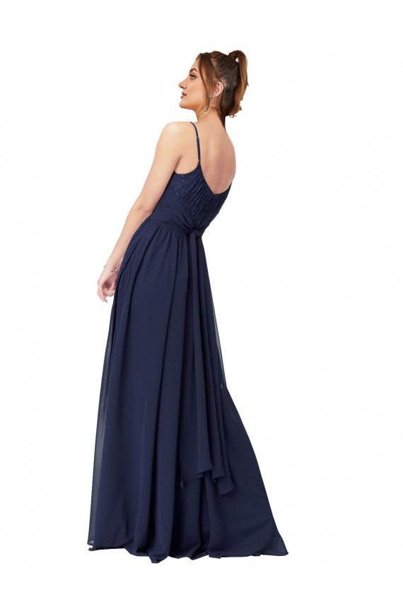 Soft Chiffon & Lace Low Back Long Scoop Neck A-Line Bridesmaid Dress Sudbury