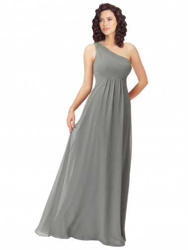 Soft Chiffon Long One Shoulder Wisteria A-Line Bridesmaid Dress Sudbury