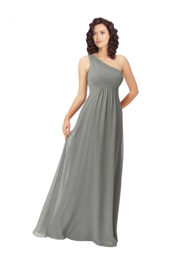Soft Chiffon Long One Shoulder Wisteria A-Line Bridesmaid Dress Sudbury