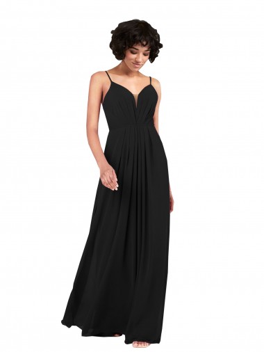Soft Chiffon Criss Cross Open Back Long V-Neck Column Formal Evening Gown / Bridesmaid Dress Sudbury