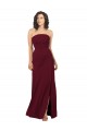 Soft Chiffon Long Strapless Burgundy Sheath Bridesmaid Dress Sudbury
