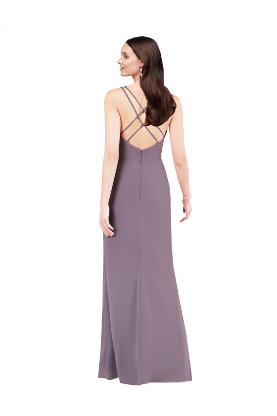 Soft Chiffon Criss Cross Open Back Long Sweetheart Column Formal Evening Gown / Bridesmaid Dress Sudbury