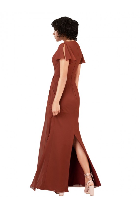 Soft Chiffon Long V-Neck Sea Glass A-Line Bridesmaid Dress / Formal Dress Sudbury